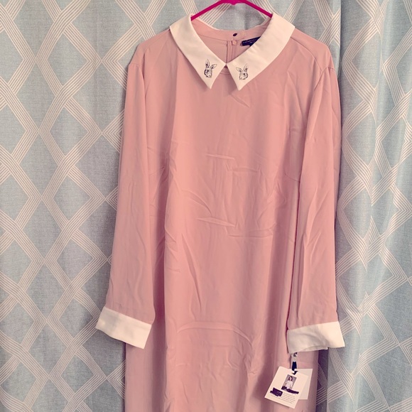 Victoria Beckham Pink Bunny Collared Dress 3x - Picture 1 of 5